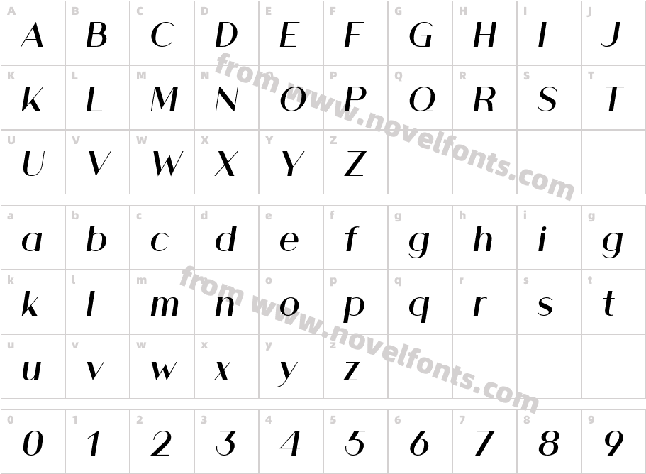 Athena Regular ItalicCharacter Map