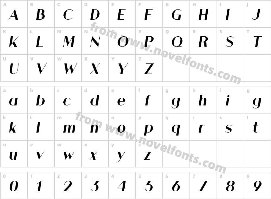 Athena Semibold ItalicCharacter Map