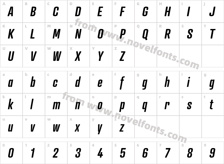 Atrament Semibold ItalicCharacter Map