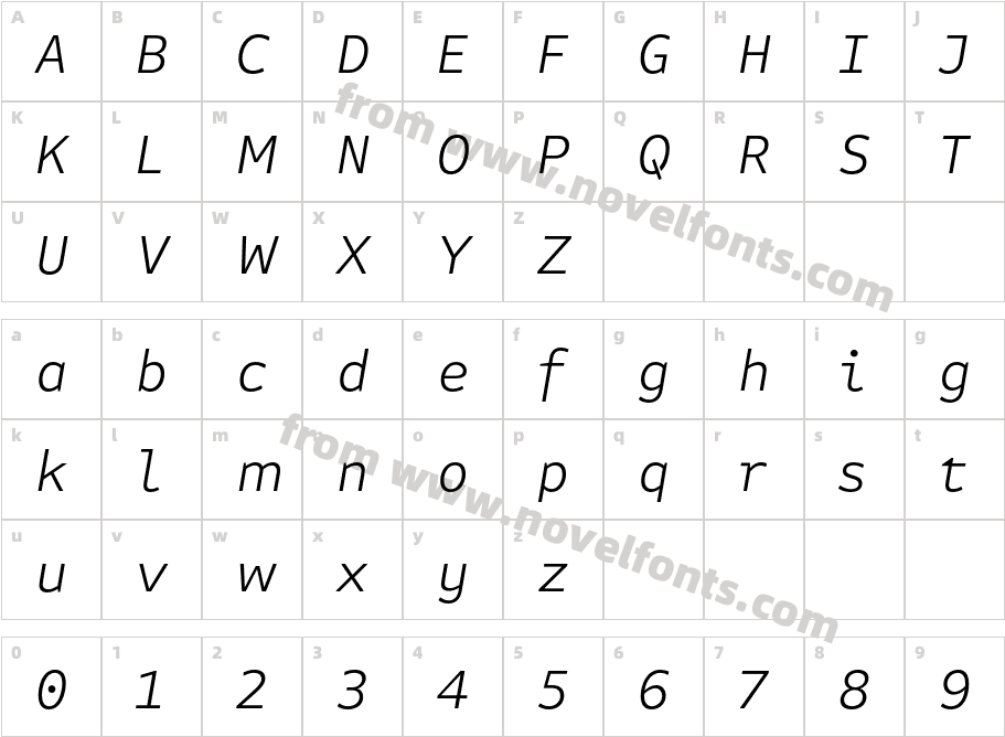 Attribute Text Light ItalicCharacter Map
