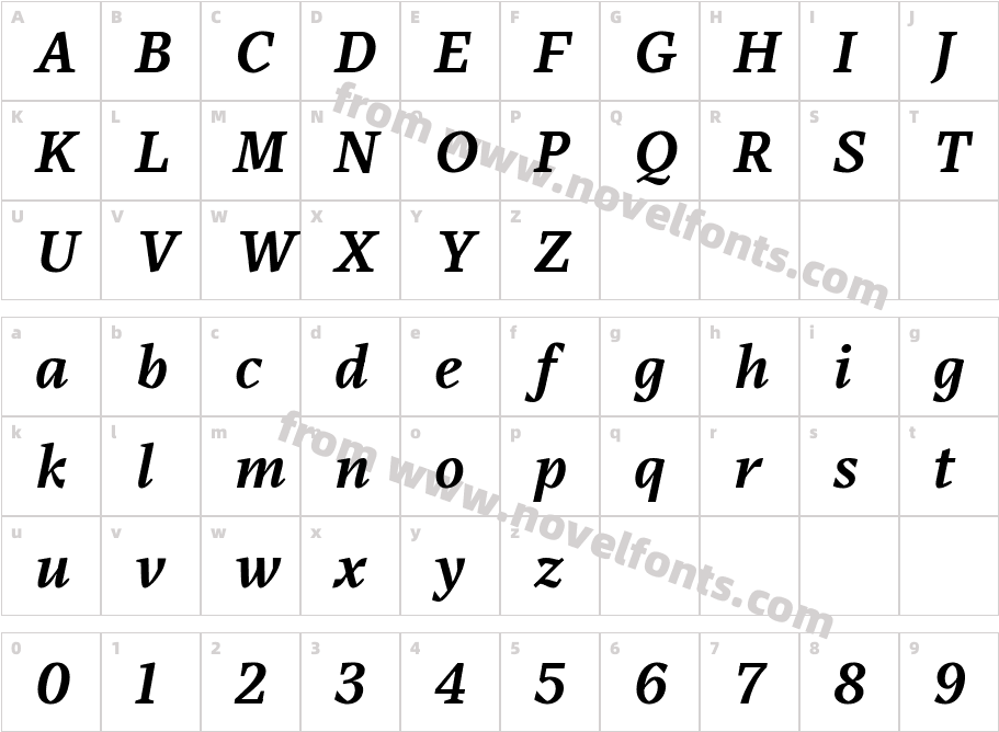 Audela Trial Bold ItalicCharacter Map