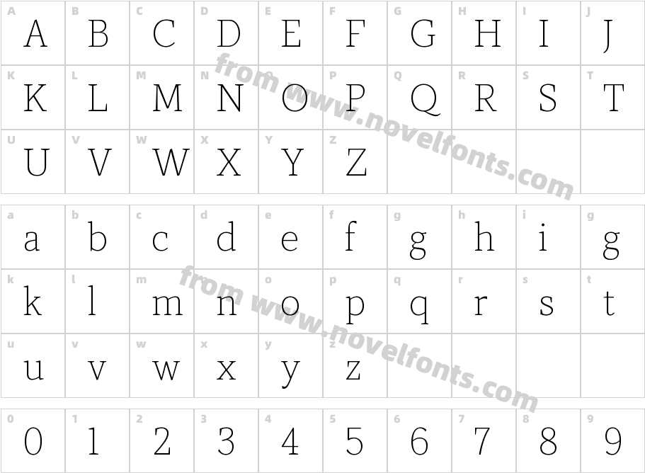 Audela Trial ExtralightCharacter Map