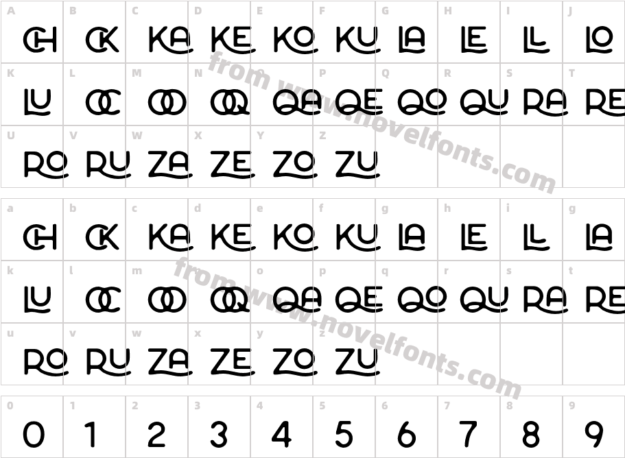 Aurell Ligature BlurCharacter Map