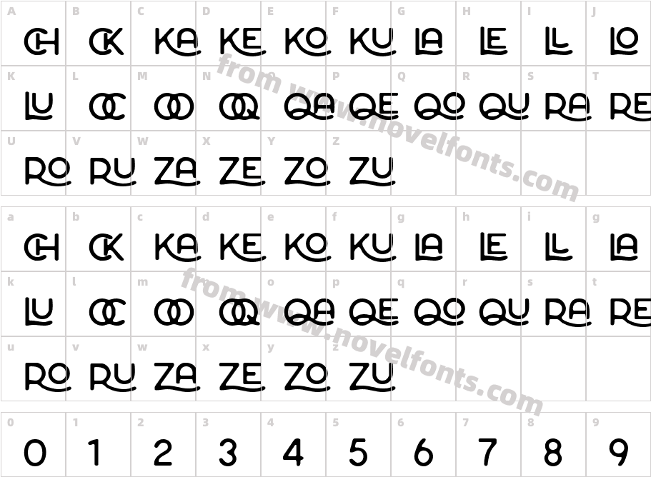 Aurell Ligature BlurCharacter Map