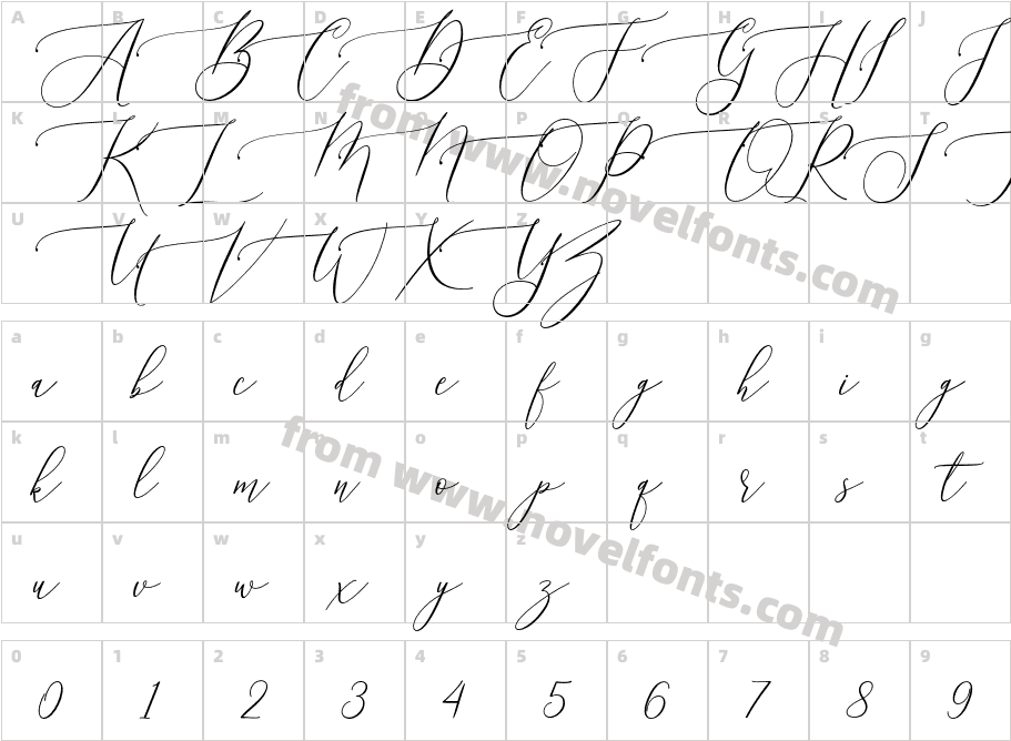 Aurellia ScriptCharacter Map
