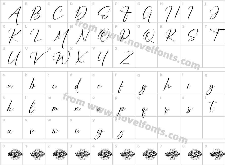 Auronifal Meribant Italic DEMOCharacter Map