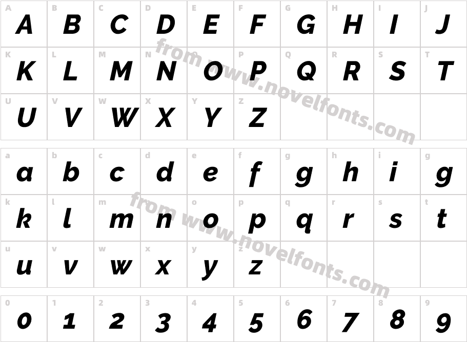 Aurora Extra Bold ItalicCharacter Map