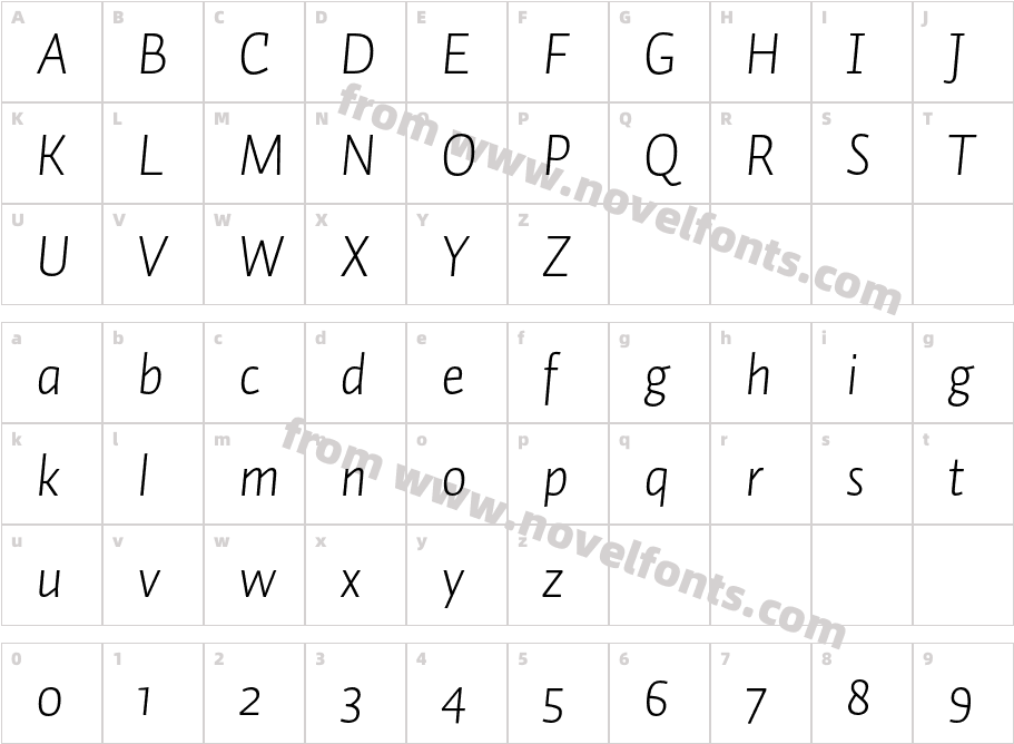 Auto Pro Light Italic 1Character Map