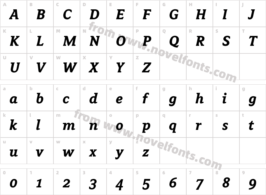 Avance W04 Bold ItalicCharacter Map
