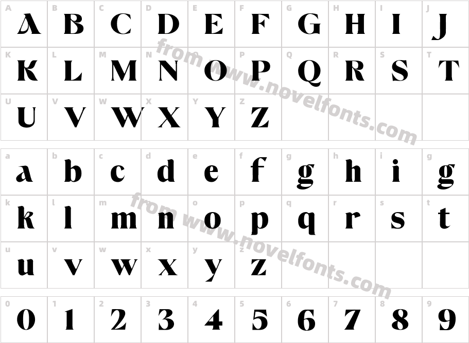 Avango Display Serif BoldCharacter Map