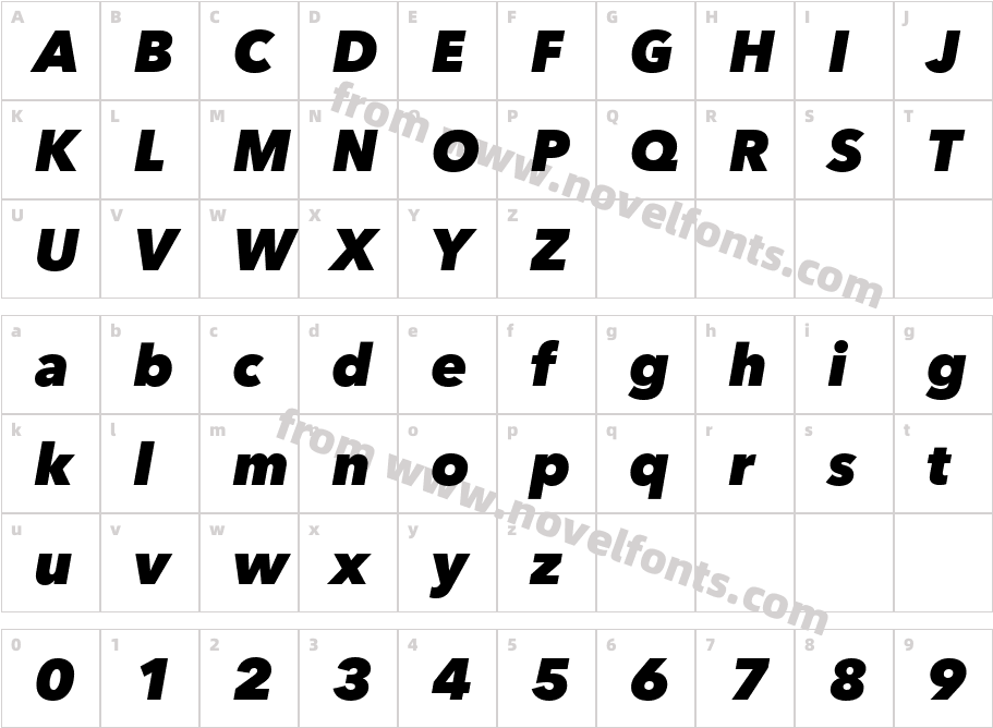 Avenir Next Heavy ItalicCharacter Map