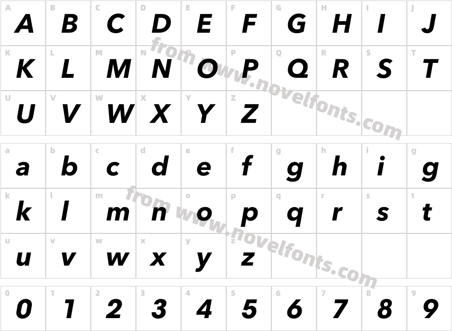 Avenir Next N for BBG Bold ItalicCharacter Map