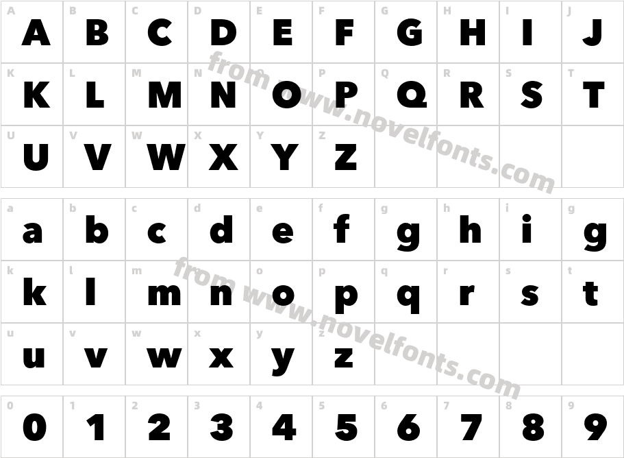 Avenir Next W05 HeavyCharacter Map