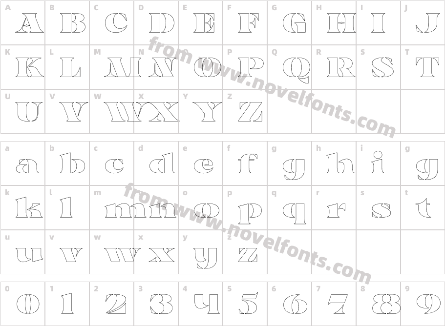 Aviarge OutlineCharacter Map