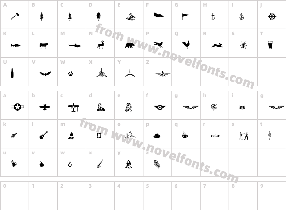 Aviator ElementsCharacter Map