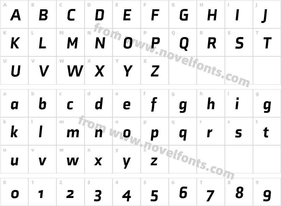 Axia Black ItalicCharacter Map
