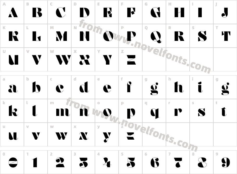 Aziga RegularCharacter Map