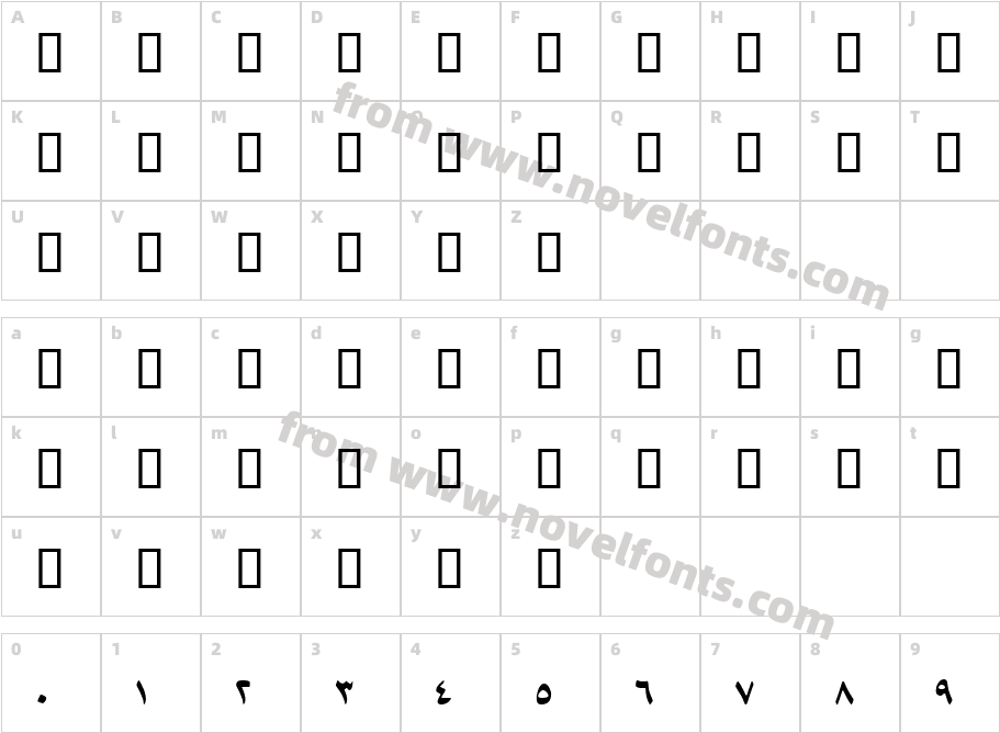 B Arabic StyleCharacter Map