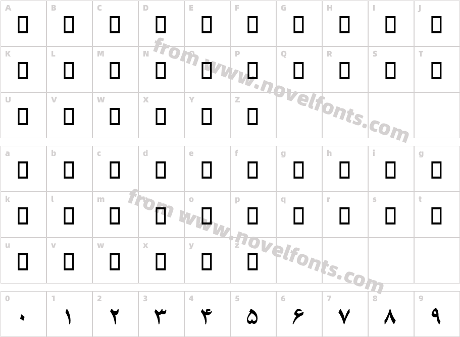 B Yagut BoldCharacter Map