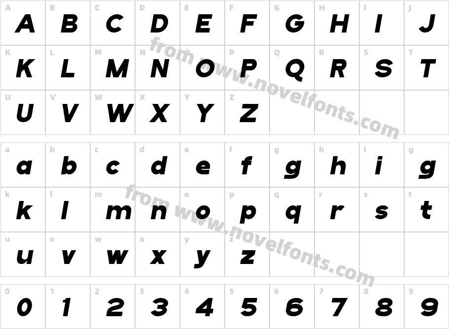 BANDICO Bold ItalicCharacter Map