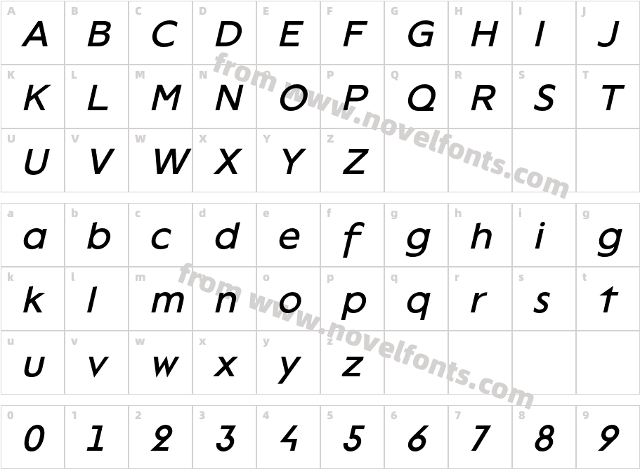 Lack ItalicCharacter Map