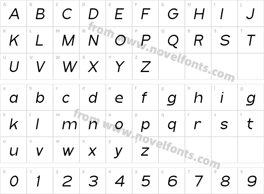 BANDICO LIGHT ITALICCharacter Map
