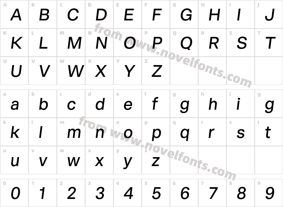 BAS KiT Medium ItalicCharacter Map