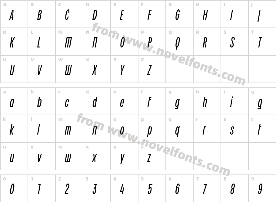 BC Ludva Regular SlantCharacter Map