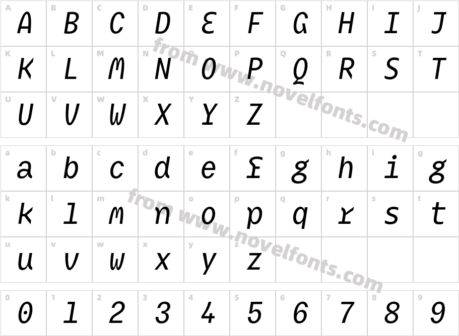 BC MikserMB ItalicCharacter Map