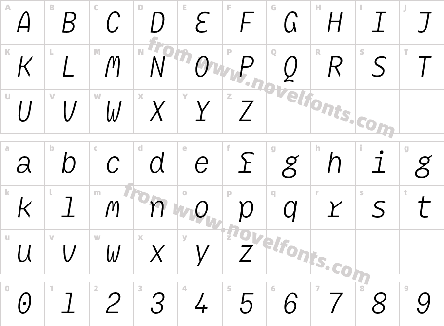 BC MikserRSB ItalicCharacter Map