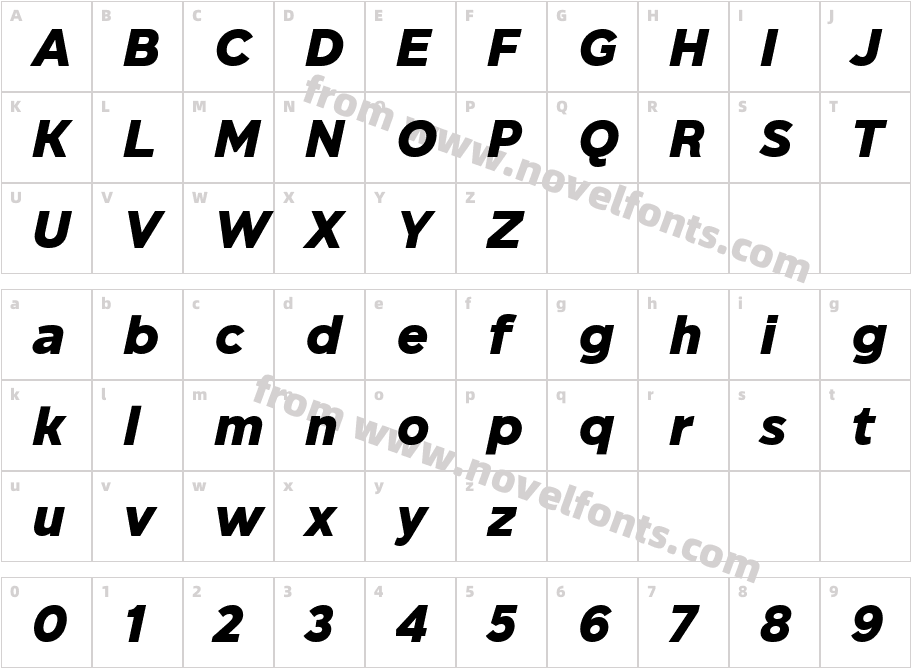BD Megatoya Black ItalicCharacter Map