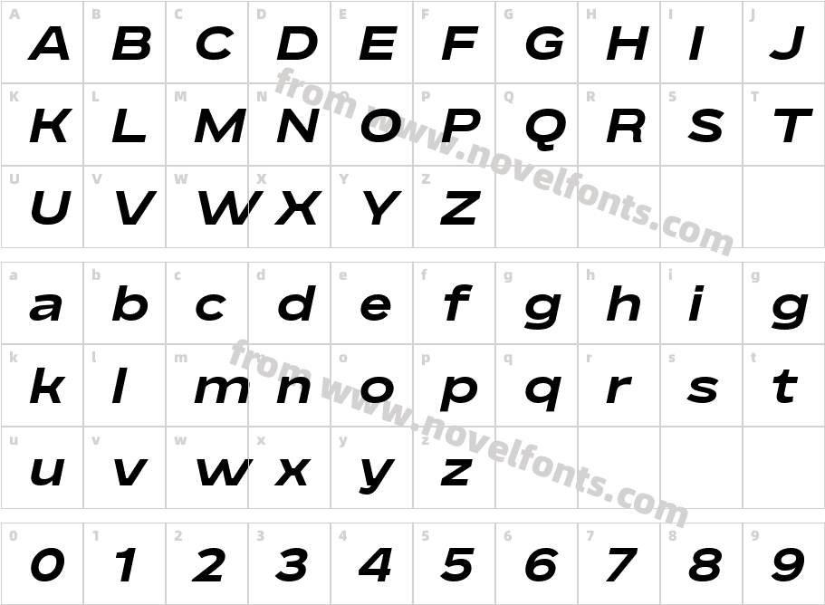 BD Megatoya Extended Extra Bold ItalicCharacter Map
