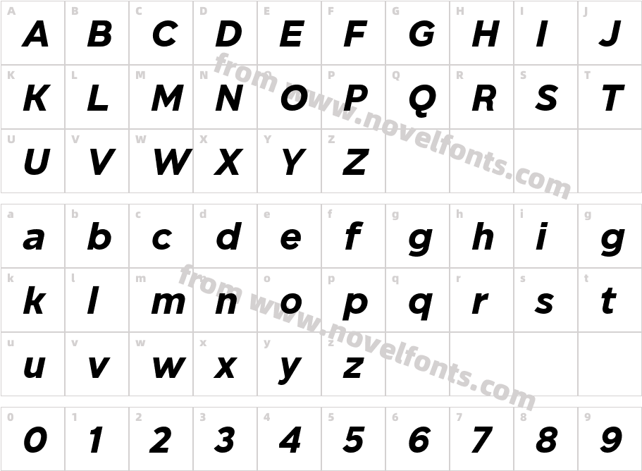 BD Megatoya Extra Bold ItalicCharacter Map