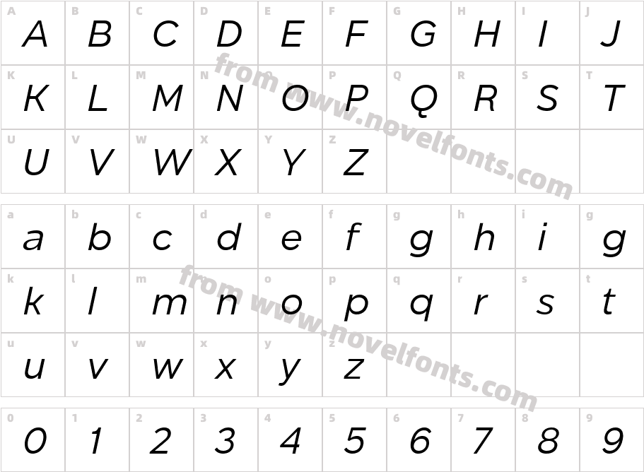 BD Megatoya ItalicCharacter Map