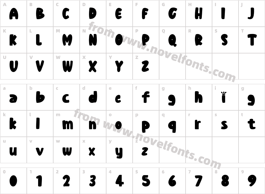 BOLDNOTE1 RegularCharacter Map