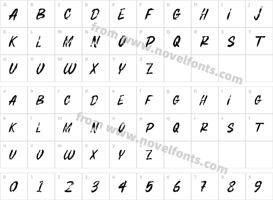 BOSTHONBRUSH RegularCharacter Map