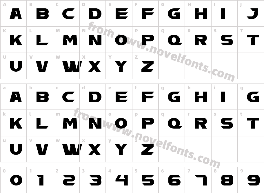 BRIGHTSTER BoldCharacter Map