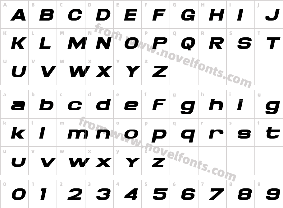 BRONSON Black ItalicCharacter Map