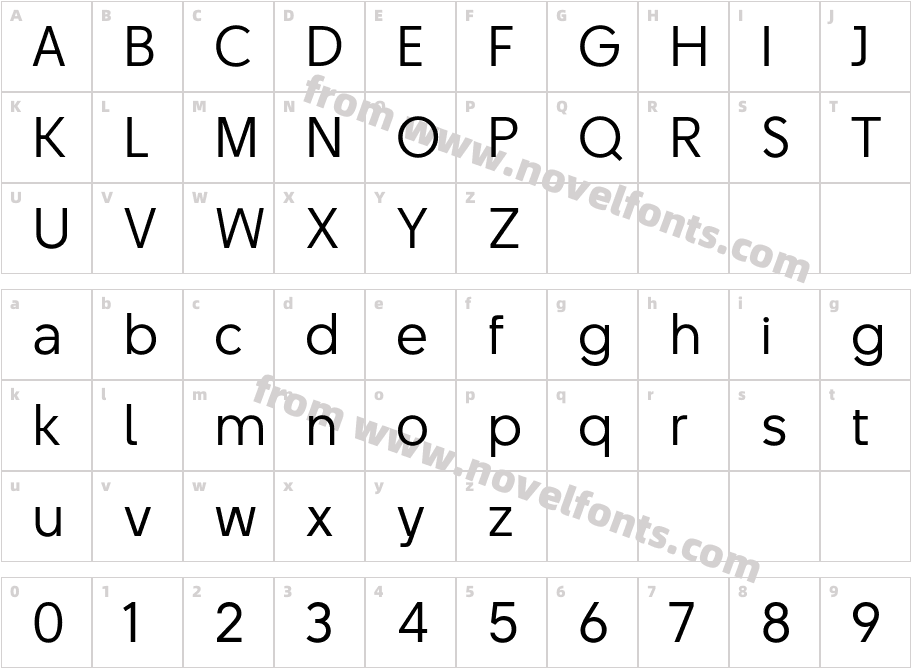 BT Beau Sans LightCharacter Map