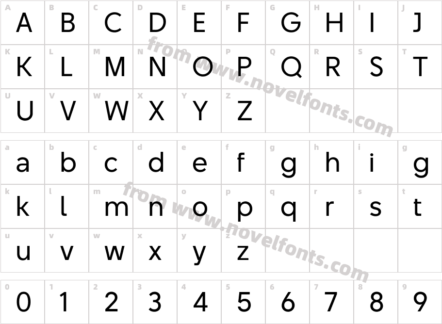 BT Beau Sans RegularCharacter Map
