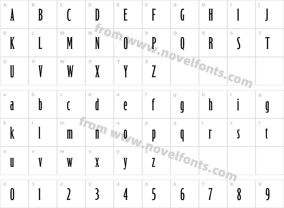 Lafayette-ExtraCondensedCharacter Map