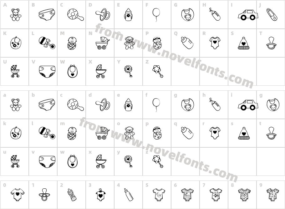 Baby RegularCharacter Map