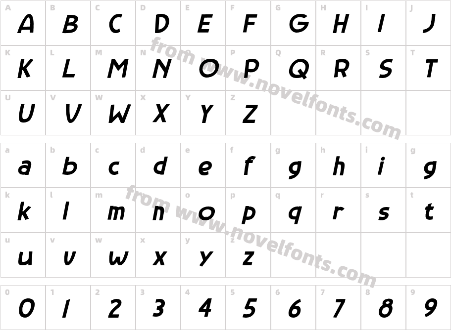 Backyard Hero Bold ItalicCharacter Map