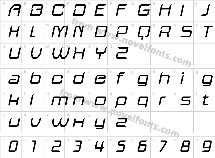 Bafline RegularCharacter Map