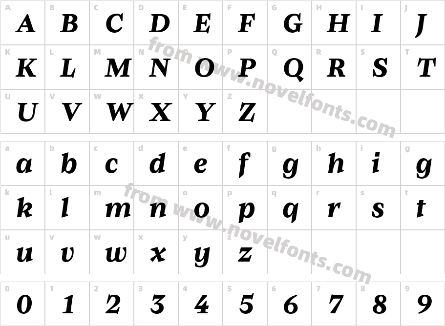 Baghira Test Bold ItalicCharacter Map
