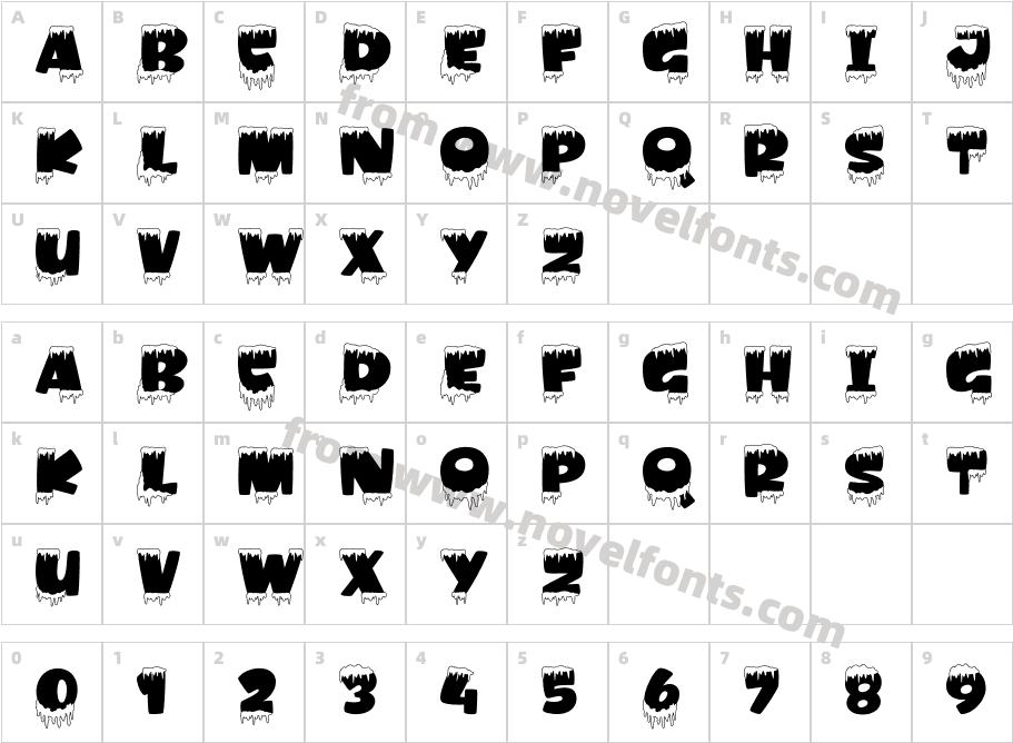 Amonk OutlineCharacter Map