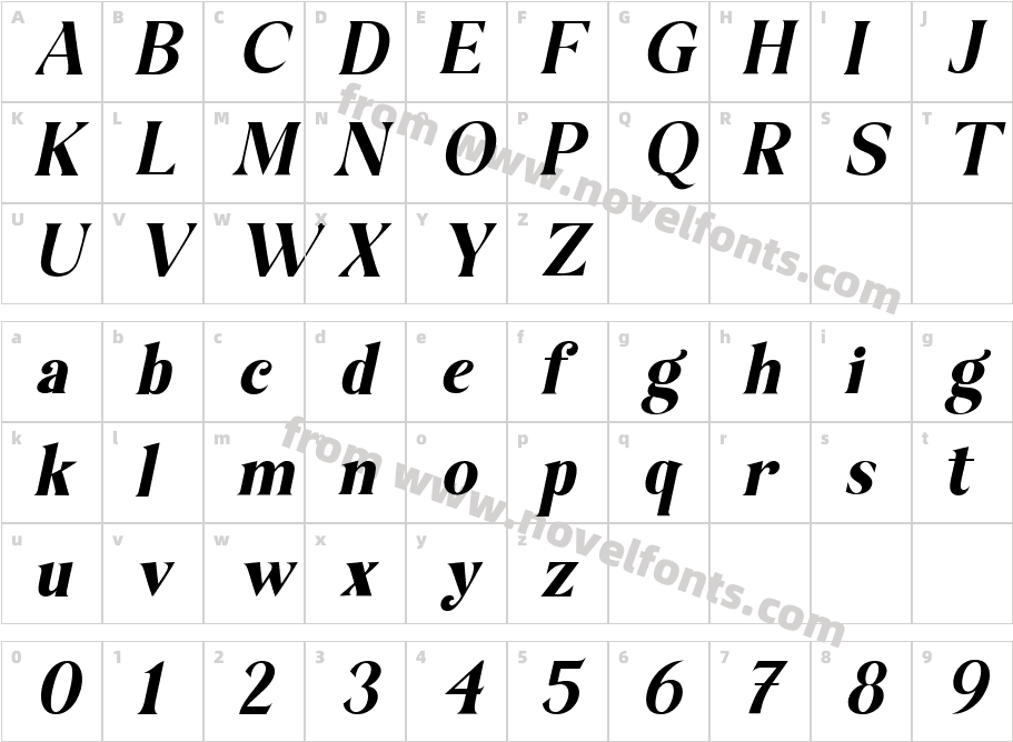 Bagilean Geliayditan ItalicCharacter Map