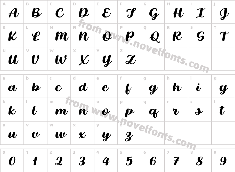 Baguet Script Bold italicCharacter Map