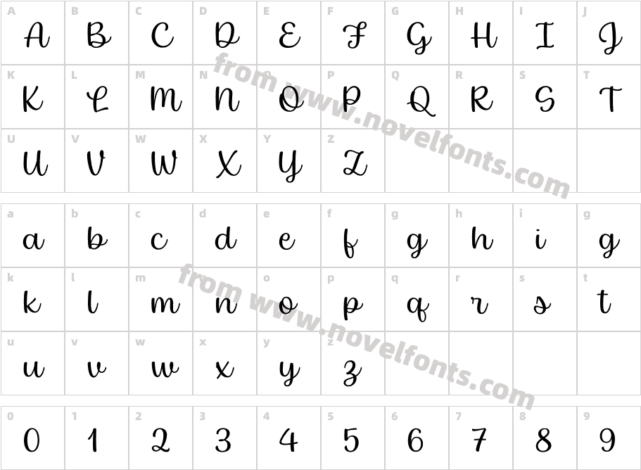 Baguet Script ThinCharacter Map