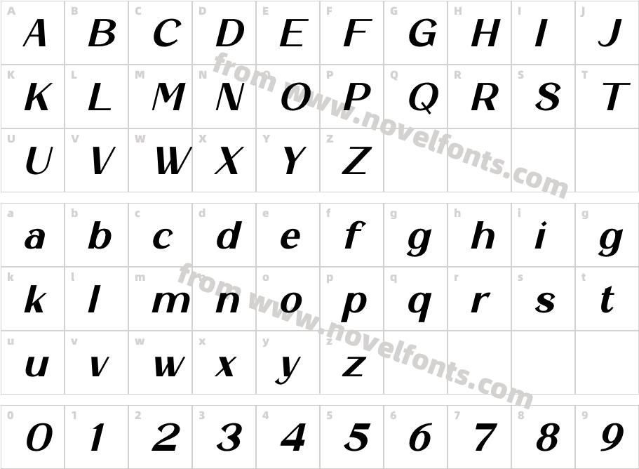 Bainley ItalicCharacter Map